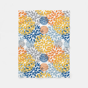 Summer Floral Abstract Bright Colors Pattern Fleece Blanket