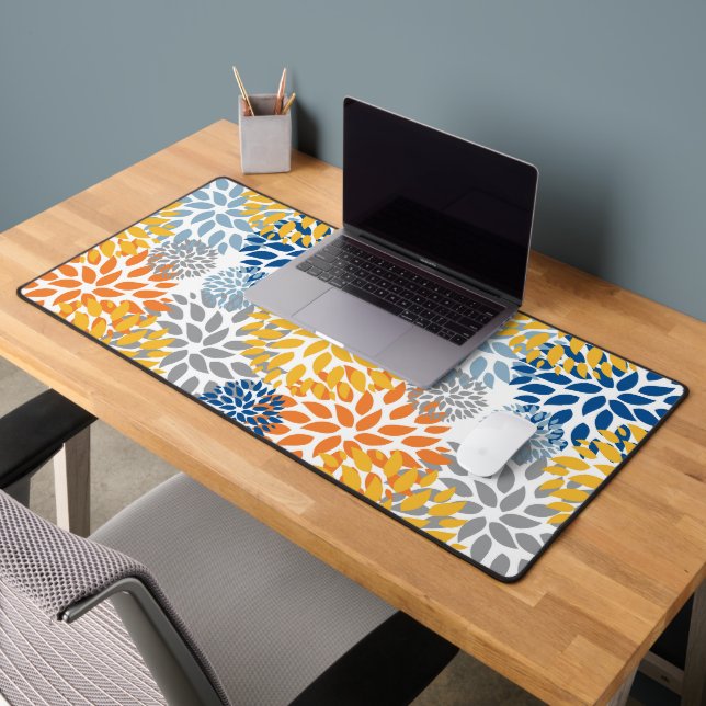 Summer Floral Abstract Bright Colours Pattern Desk Mat (Office 2)