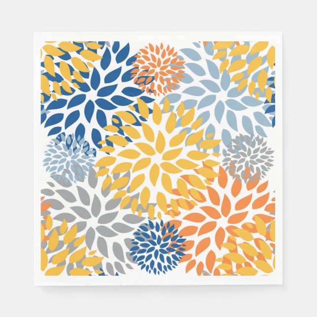 Summer Floral Abstract Bright Colours Pattern Napkin (Front)