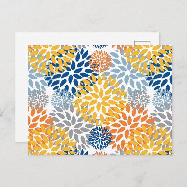 Summer Floral Abstract Bright Colours Pattern Postcard (Front/Back)