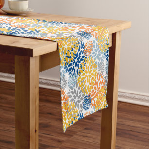 Summer Floral Abstract Bright Colours Pattern Short Table Runner