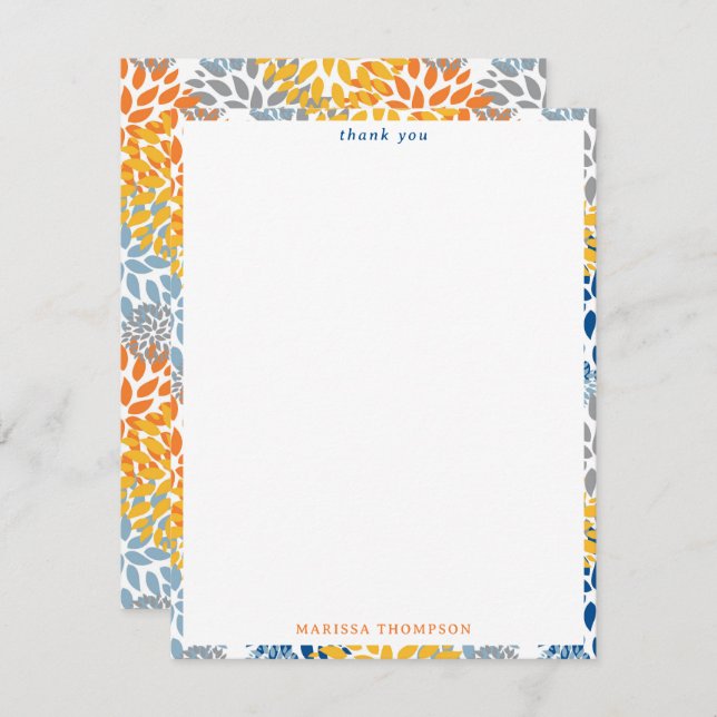 Summer Floral Abstract Bright Colours Pattern Thank You Card (Front/Back)