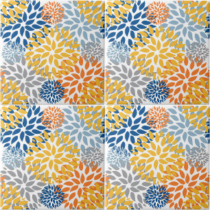 Summer Floral Abstract Bright Colours Pattern Tile