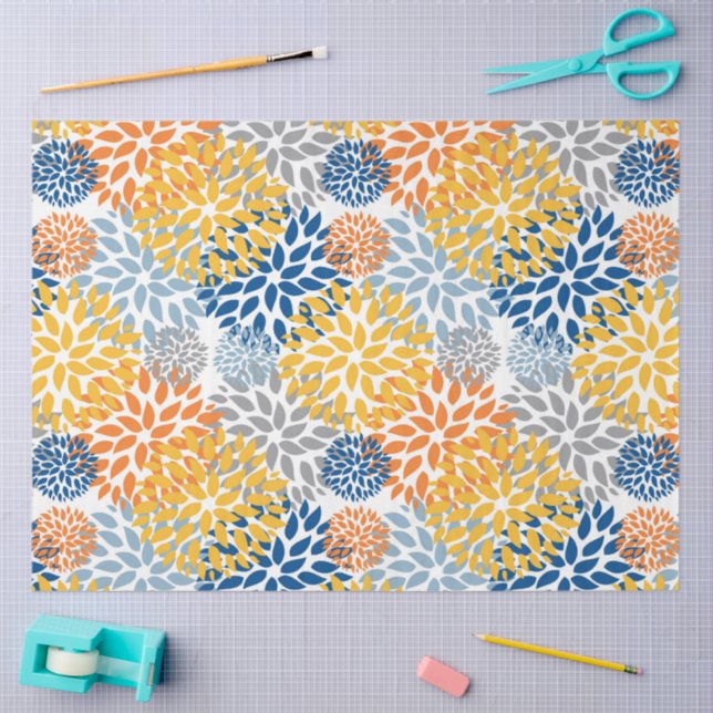 Summer Floral Abstract Bright Colours Pattern Tissue Paper (Craft)