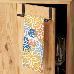 Summer Floral Abstract Bright Colours Tea Towel