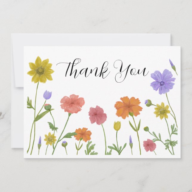 Summer Floral Background Thank You Card (Front)
