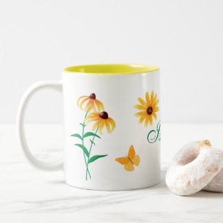 Summer Floral Black-Eyed Susan Yellow Flower Two-Tone Coffee Mug
