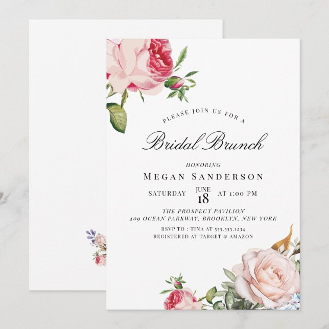 Summer Floral | Bridal Brunch Invitation (Front/Back)