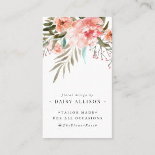 Summer Floral   Bronze & Coral Pink Business Card