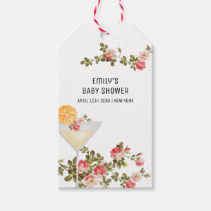 Summer Floral Brunch Bubbly Champagne Baby Shower Gift Tags