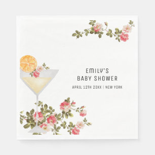 Summer Floral Brunch Bubbly Champagne Baby Shower  Napkin