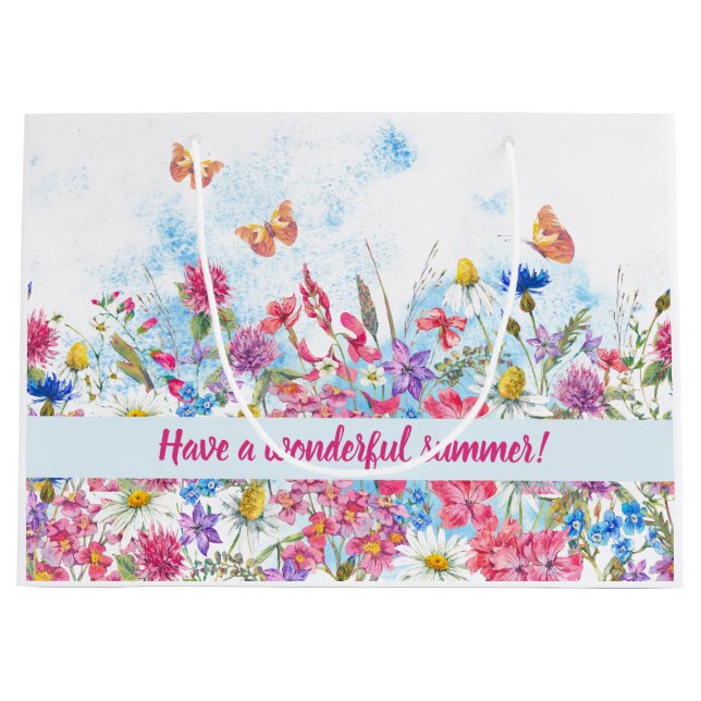 Summer Floral Butterfly Personalised Gift Bag (Front)