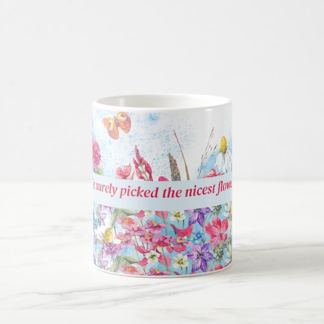 Summer Floral Butterfly Personalised Mug (Center)