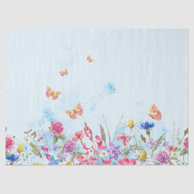Summer Floral Butterfly Tissue Paper (Front)