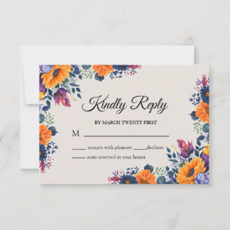 Summer floral classy elegant wedding Response Card