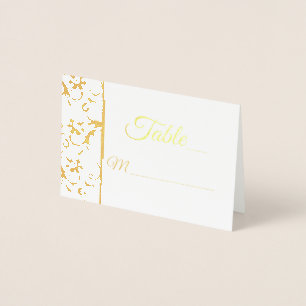 Summer Floral Damask Wedding Foil Place Card