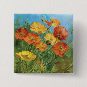 Summer Floral Field 15 Cm Square Badge