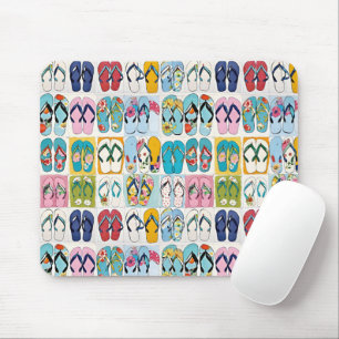 Summer Floral Flip Flops Colourful Mouse Mat