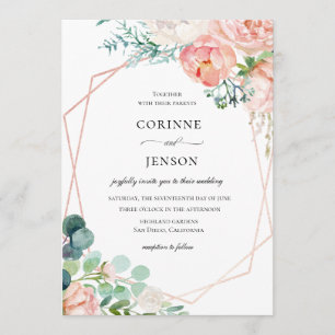 Summer Floral Frame Wedding Invitation