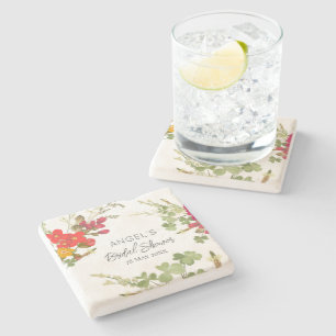 Summer Floral Garden Bridal Shower  Stone Coaster