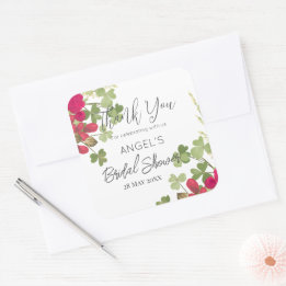 Summer Floral Garden Bridal Shower Thank You  Square Sticker