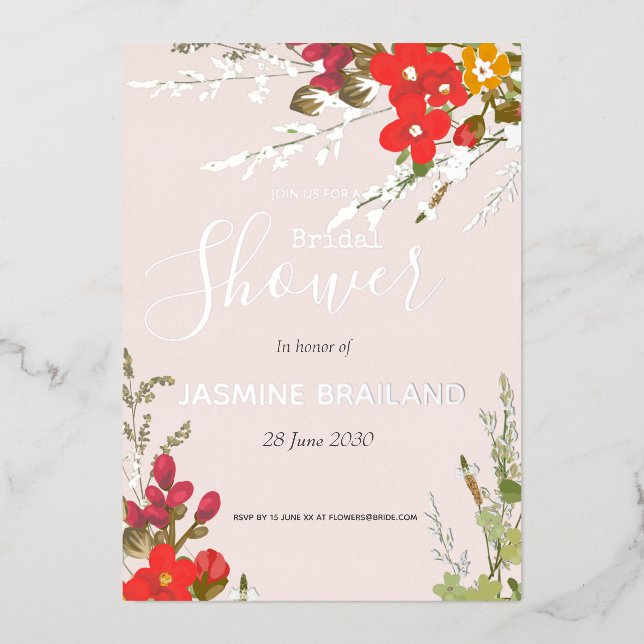 Summer Floral Garden Wildflowers Bridal Shower (Front)