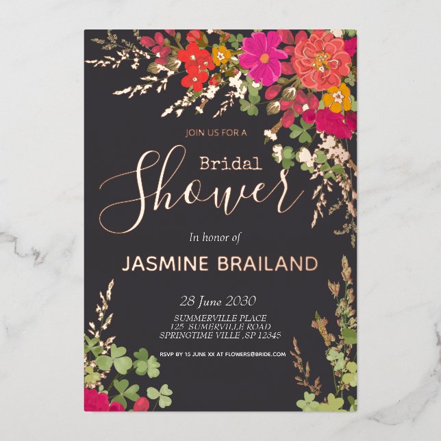 Summer Floral Garden Wildflowers Bridal Shower Foi (Front)