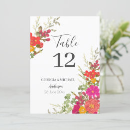 Summer Floral Garden Wildflowers Table Number