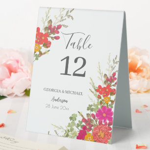 Summer Floral Garden Wildflowers Table Number