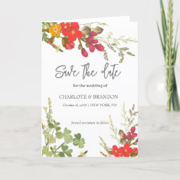 Summer Floral Garden Wildflowers Wedding  Announcement
