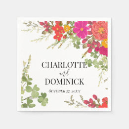 Summer Floral Garden Wildflowers Wedding  Napkin