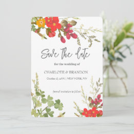 Summer Floral Garden Wildflowers Wedding  Save The Date