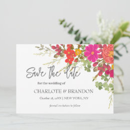Summer Floral Garden Wildflowers Wedding  Save The Date