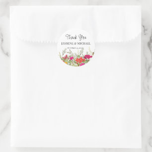Summer Floral Garden Wildflowers Wedding Thank You Classic Round Sticker