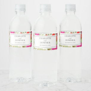 Summer Floral Garden Wildflowers Wedding Water Bottle Label