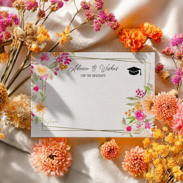 Summer floral gold graduation advice wishes enclosure card (Summer floral gold graduation advice wishes enclosure card)