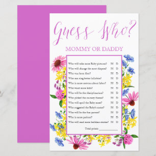 Summer Floral Guess Who Baby Shower Game