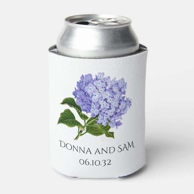 Summer Floral Hydrangea Wedding Can Cooler Favours (Can Front)