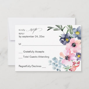 Summer Floral no Meal RSVP Card