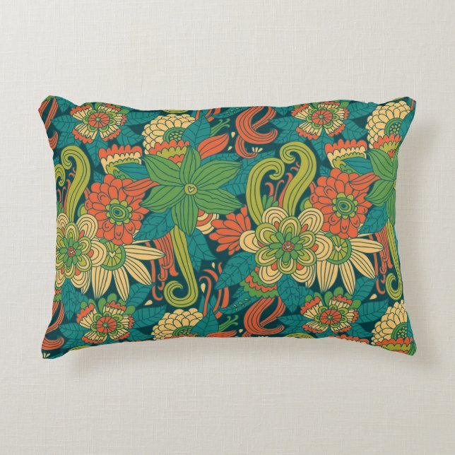 Summer floral pattern decorative cushion (Front)