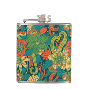 Summer floral pattern hip flask