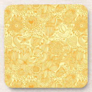 Summer floral pattern in warm colours coaster