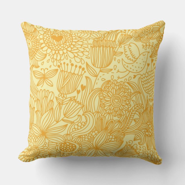 Summer floral pattern in warm colours cushion (Front)