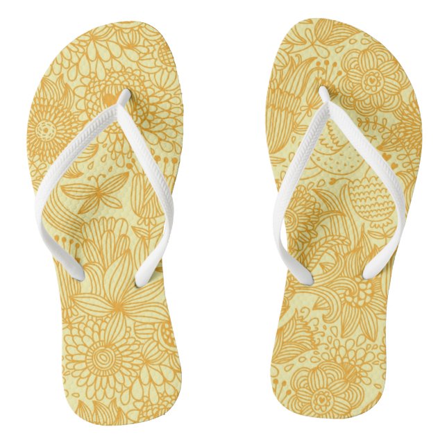 Summer floral pattern in warm colours flip flops (Footbed)