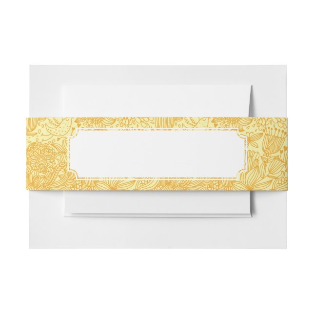Summer floral pattern in warm colours invitation belly band (Front Example)