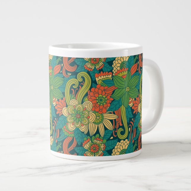 Summer floral pattern large coffee mug (Front Right)