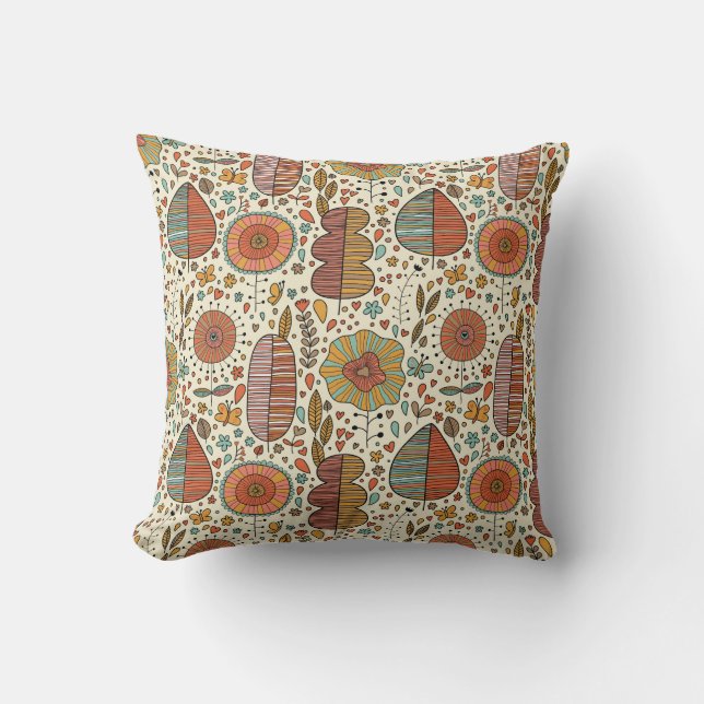 Summer floral pattern made of leaves cushion (Front)