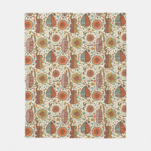 Summer floral pattern made of leaves fleece blanket