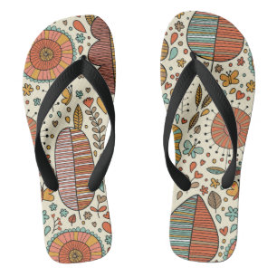 Summer floral pattern made of leaves flip flops