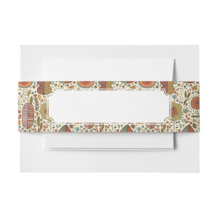 Summer floral pattern made of leaves invitation belly band